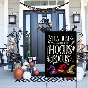 1pc Linen Halloween Garden Flag - Double-Sided Outdoor Yard Decoration, Sanderson Sisters Theme, Seasonal Farmhouse Vibes, No Electricity Needed