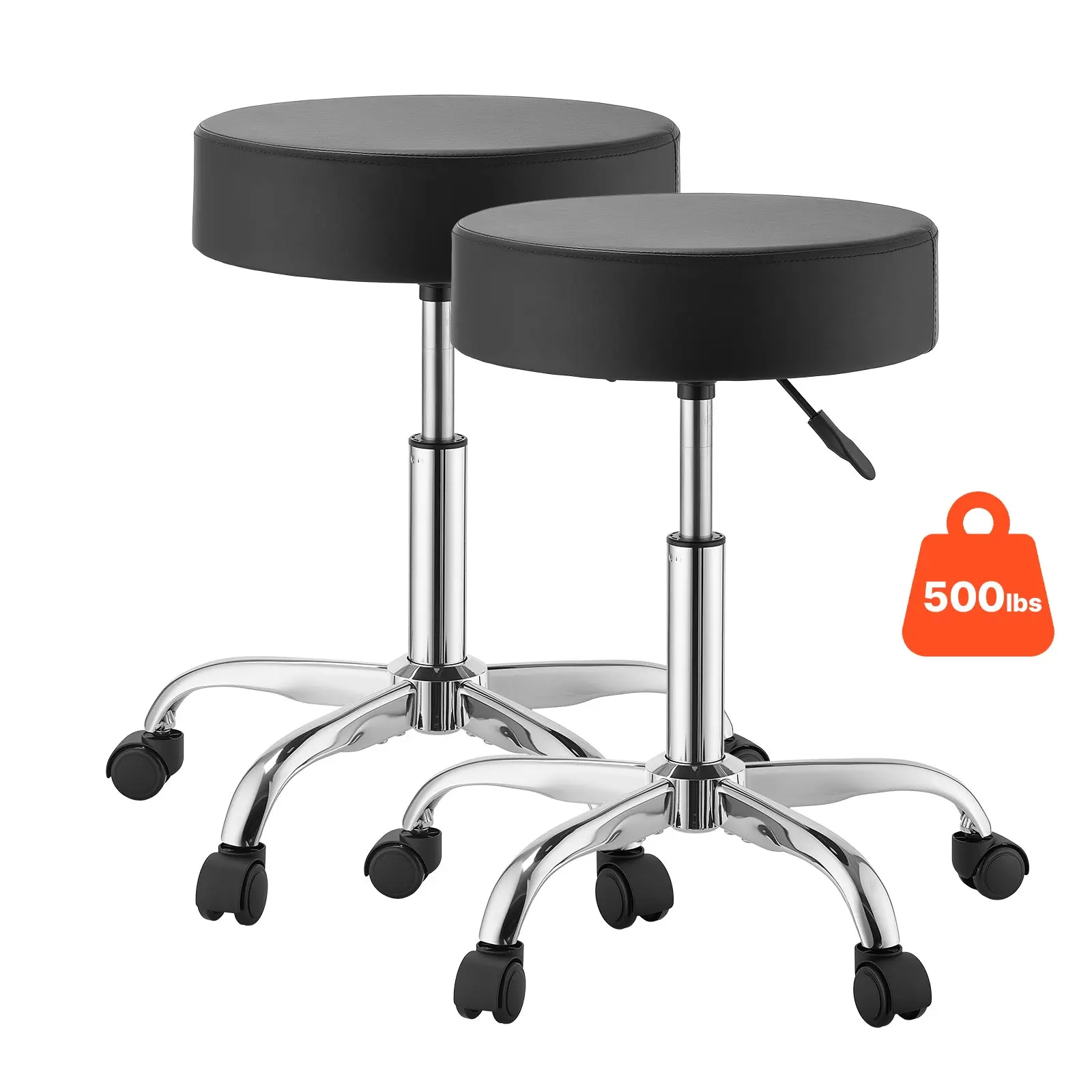 【SummerFinds】VEVOR Upgraded Commercial Office PU Leather Swivel Stools (2-Pack) - 500 lbs Capacity, Reinforced Gas Lift Height-Adjustable, Thick Ergonomic Cushion, PU Surface, WFH Setup/Home Office Ideas Fit, Posture Fix Support, Easy-to-Use for Clinic, R