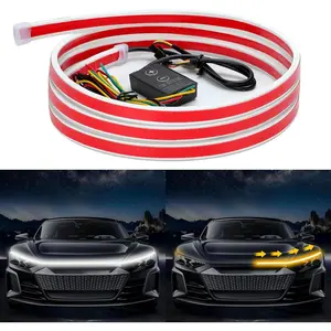 70 Inch LED Hood Light Strip, Hood LED Light Strip with Amber Turn Signal Lights Waterproof Flexible White Dynamic Scan Up Hoodbeam Kit Car, Truck, SUV