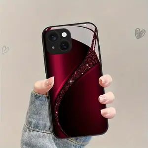 Red flashing curve ripple pattern, anti-drop and anti-slip TPU full-coverage lens protection case with white glass, suitable for iPhone 17, 16, 15, 14, 13, 12, 11, Samsung and other series models. Can be given as a gift to friends or family.