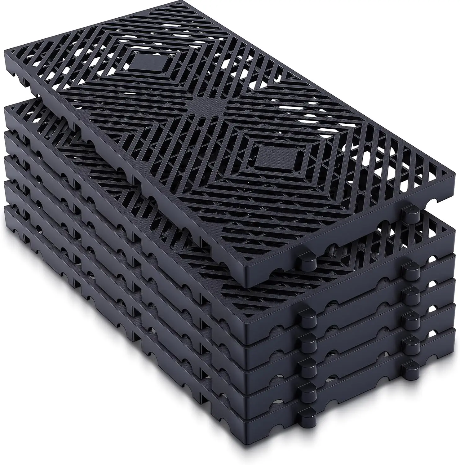 6 count Plastic Pallets 23.6 x 11.8 x 1.18 Lightweight -Proof  Floor Pallet Breathable Grid Ventilation Storage Pad for Garages, Kitchen, Basement, Attic