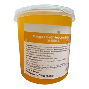Mango Popping Bobas - Bigger Juicier Real Mango Juice Filled Boba Balls for Bubble Teas & Smoothies 7lb Jars