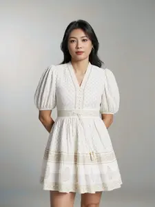 Bani Hand Block Elegance Cotton Boho Mini Dress Breathable Casual Womenswear Summer Fitted Spring