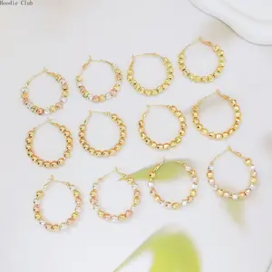 Gold Beaded Large Hoop Earrings for Women 18K Gold Plated Copper Trendy Statement Earrings Boho Chic Luxury Fashion Jewelry Lightweight Hypoallergenic Big Circle Dangle Earrings for Party Prom Daily Wear Vacation Gift Rechargeable Camping LED Work Light