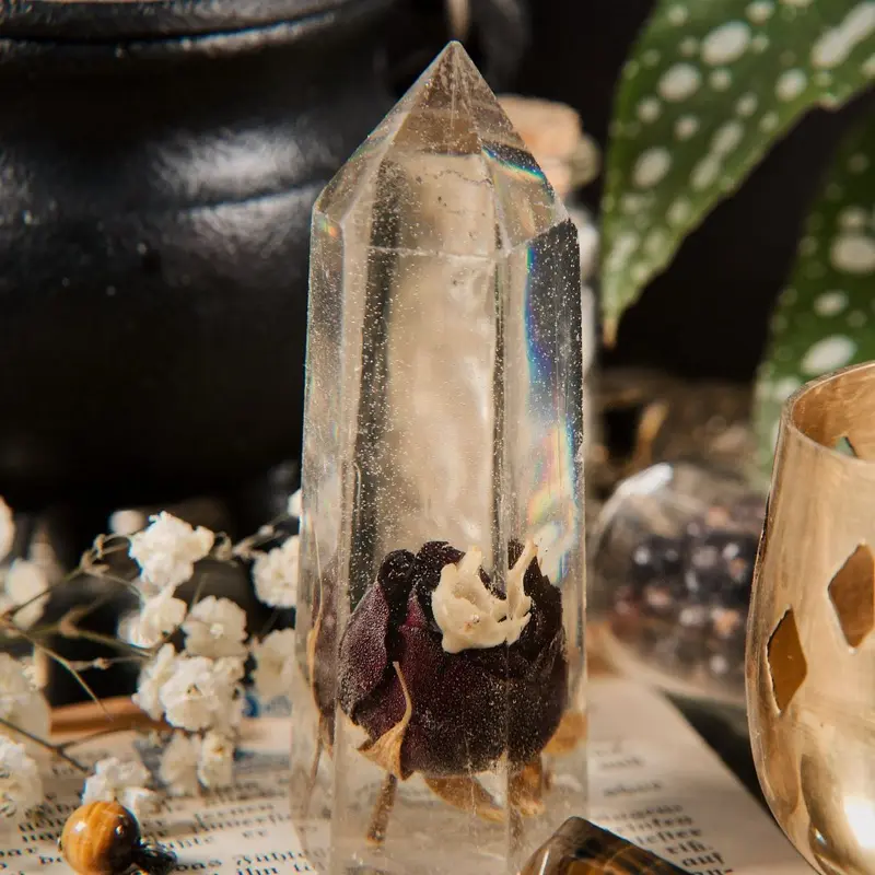 Real Lizard Vertebrae Preserved in Resin Rose Crystal
