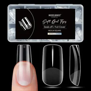 Modelones Medium Square Nail Tips - 500Pcs Pre-shaped Half Matte Full Cover False Nails Tips Acrylic Gel Kit Press on Nails for Nail Extension Salon