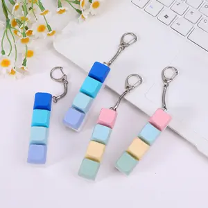 Stress Reliever Keychain 4-Key Design Macaron Color Anti Anxiety Fidget Toy Key Ring for Women Men Portable Keychain Stylish Keychain