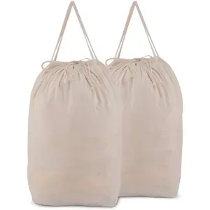 Washable Laundry Bags with Handles,140L Dirty Clothes Storage for College Dorm & Travel,2 Pack (Beige)