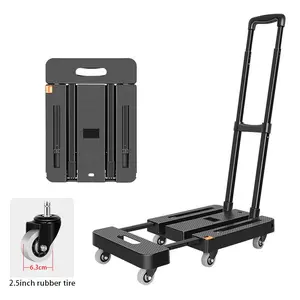 Foldable Hand Truck, 1 Count 500lbs Luggage Trolley with 6 Wheels, Practical Durable Cart for Outdoor Camping, Sports, Travel Supplies Moving