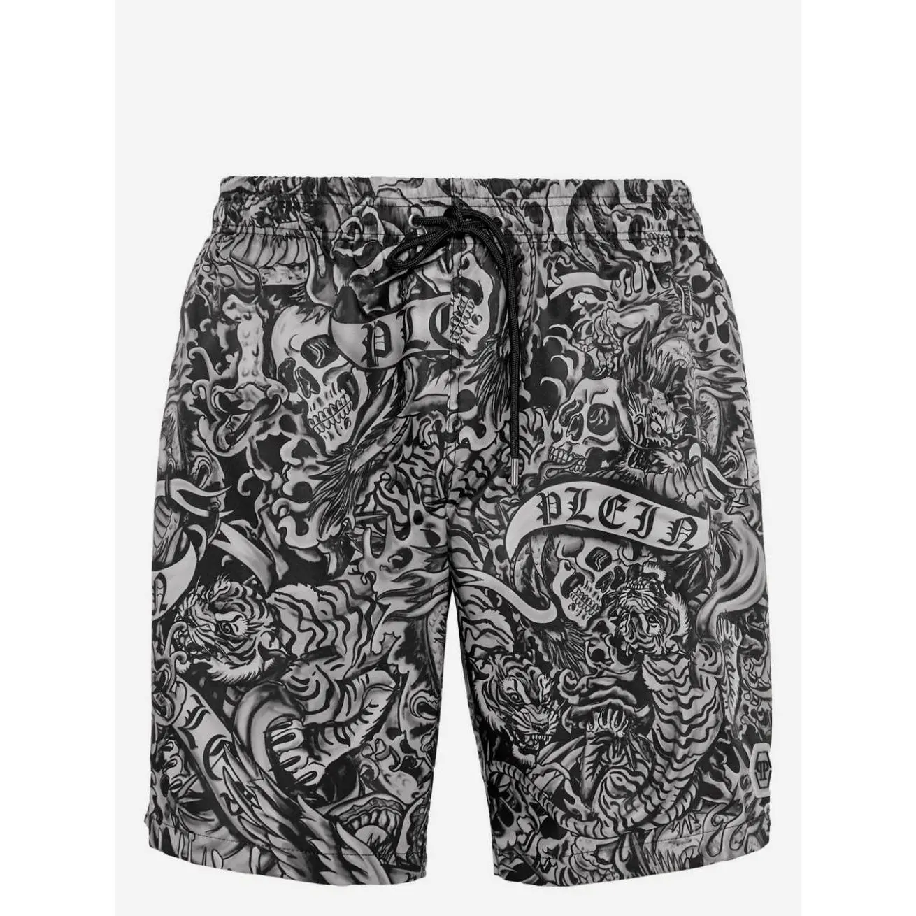 Philipp Plein Skull And Tiger Tattoo Print Casual Board Shorts For Men