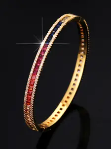 Luxury Cuff Bracelet, Boho Style, Stunning Gemstone, Rainbow Gradient Gemstone, Micro Pave, Hidden Clasp, Elegant Bangle for Women, All Seasons