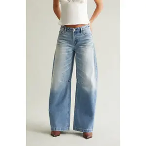 Pacsun Women's Remi Baggy Barrel Jeans Knee Dart Light Blue Pacsun Women's Remi Baggy Barrel Jeans Knee Dart Light Blue