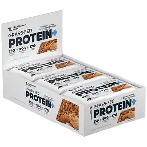 Transparent Labs Protein+ Bar - 15g Grass-Fed Protein - Peanut Butter Almond Crunch (12 Bars)