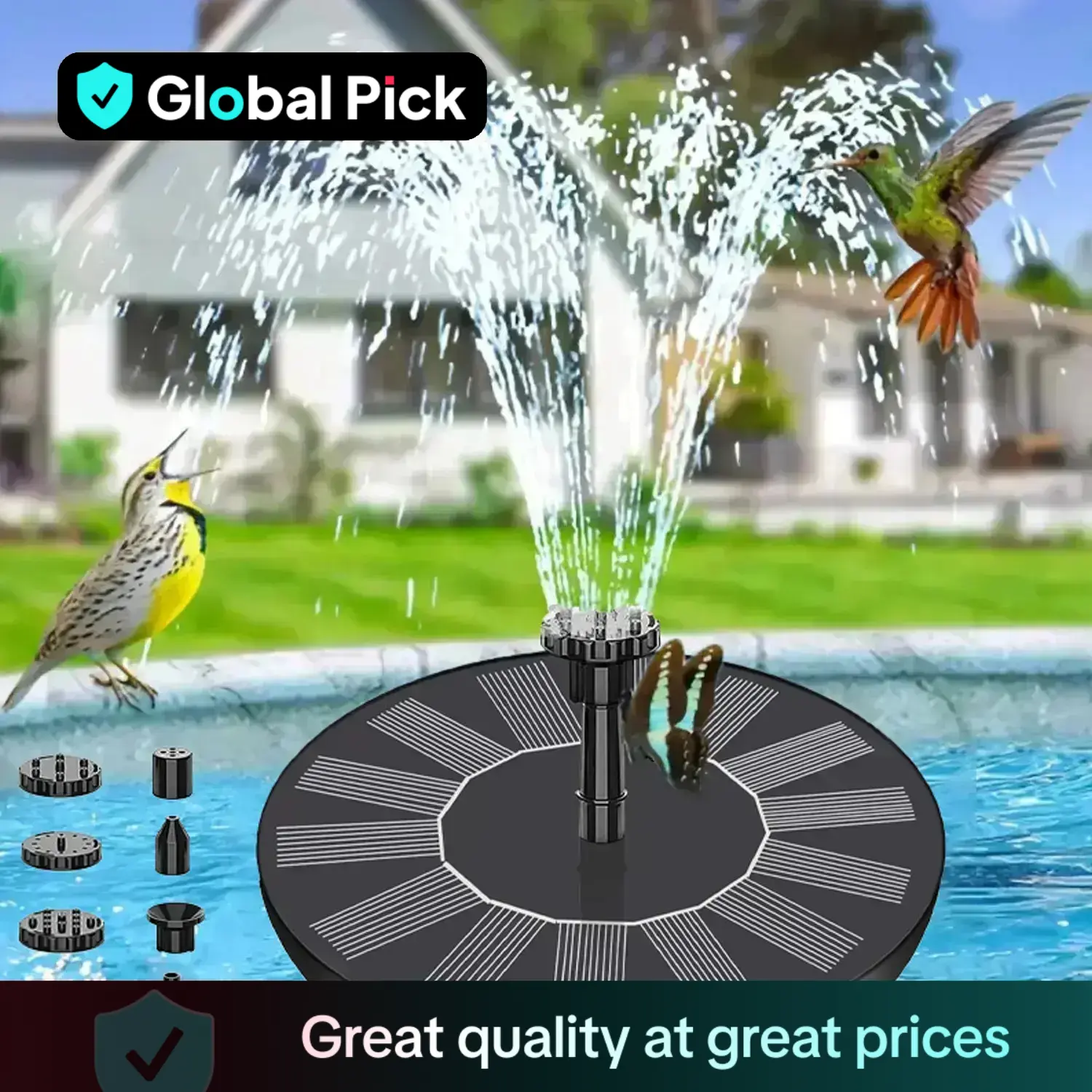 Solar Powered Water Fountain Pump, Solar Fountain Pump with Accessories, Fountain for Ponds, Gardens, Fish Tanks and Outdoors, Automatic Water Fountai