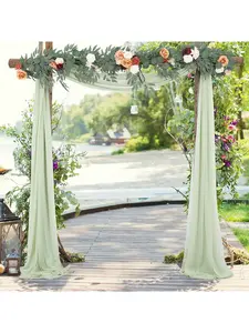 【Christmas Gift】Mint Green- Wedding Arch Draping 2FTx18FT Chiffon Arch Drapery Sheer Backdrop Sheer Chiffon Curtain Drapes For Wedding Ceremony Birthday Party Arch Stage Swag Decorations-Gray Green Banners Room Ornaments