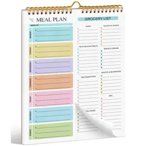 Weekly Meal Planner Notebook 8.5x11”, 50 Sheets Weekly Meal Planner Magnetic, Double Helix Meal Planner and Grocery List, Wall-Mountable Menu Planner for Fridge Notepad for Daily & Plan