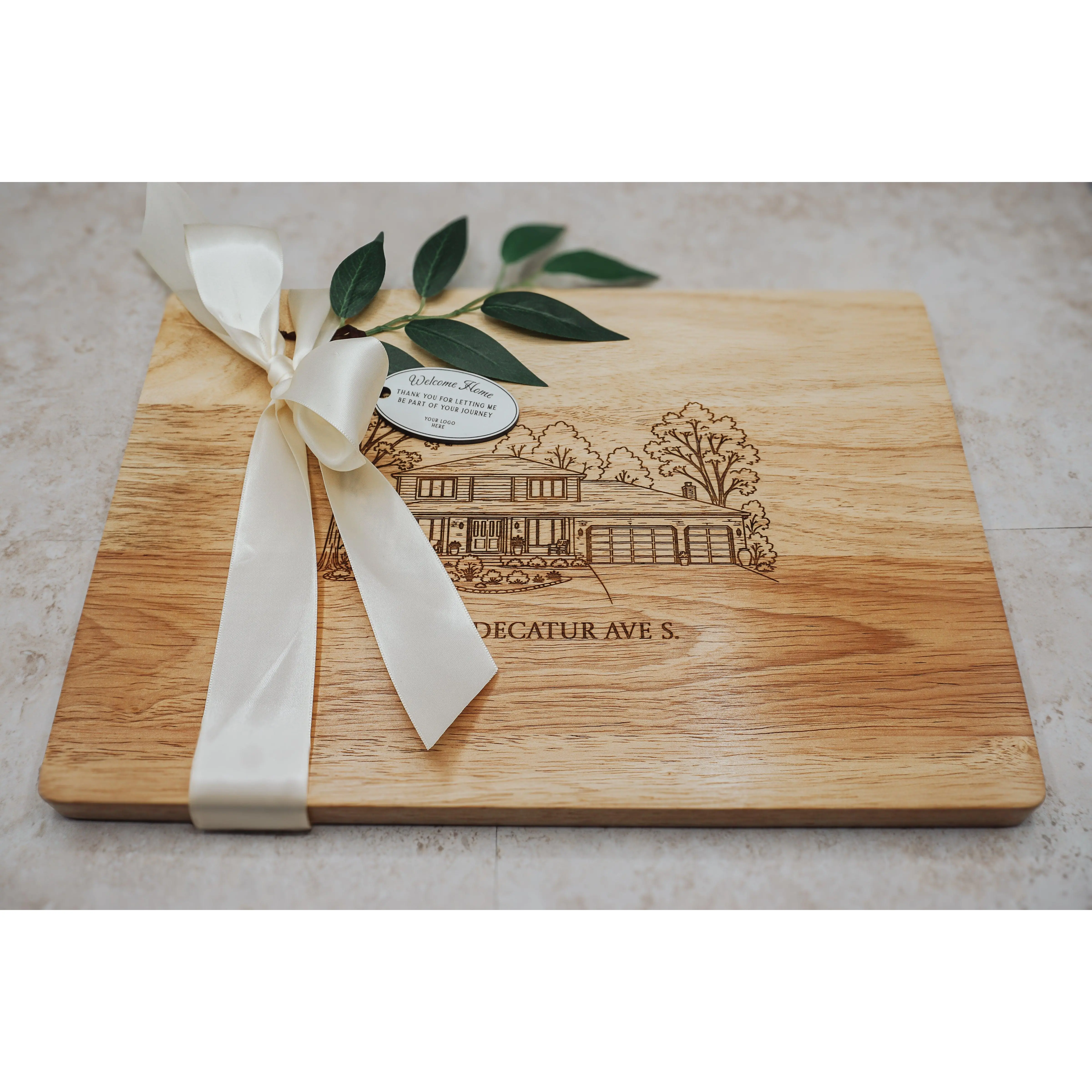 Realtor Closing Gift | Personalized House Cutting Board – Custom Engraved from Photo