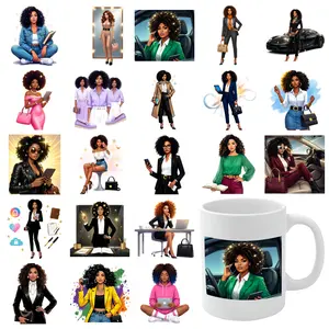 21 Pcs Confident Woman UV DTF  Glass DTF Transfer  Mug Decoration Gift Waterproof Rub on Transfers Plastic Self-Adhesive Labels Suitable for 16 oz Glass clock funny stickers