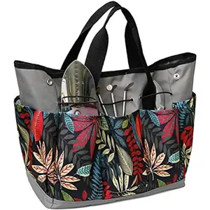 Garden Tool Bag Maple Leaf Gardening Bag with 8 Pockets Canvas Garden Tote Bag Women Men Garden  Tool Storage Bag (Tools NOT Included)