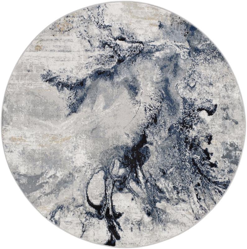 Livabliss JLO2320-710RD Modern Machine-Woven Round Decorative Floor Area Rug, 7 ft. 10 in. x 7 ft. 10 in. (94.49" w x 94.49" l), High-Traffic Indoor Use, Multi-Color Polypropylene High-Low Texture Statement Rug