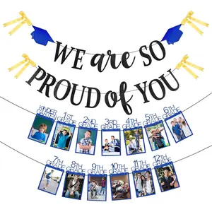Graduation Party Decoration Class of 2026 Grade Graduation Photo Banner Picture Display 4"*6" and We are So Proud of You Banner Set Congrats Grad for Grad Party