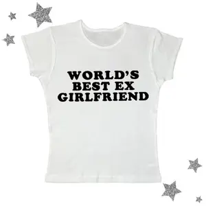 World's Best Ex Girlfriend Baby Tee, Women Summer Short Sleeve Shirt, Y2k Top Women Streetwear, Emo Scene 2000s Clothes, Y2k 2000 tops, Casual Cotton Tee, Gift For Girlfriend