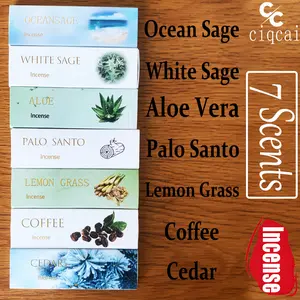 【2 Boxes】High-Quality Chinese Incense Sticks Set, 12cm Handmade Smell Rods, Refreshing and invigorating, with a long-lasting fragrance，Coffee Sage Cedar Palosanto Lemongrass Aloe Sea Sage, Luxurious Gift Box