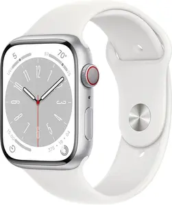 REFURBISHED Apple Watch Series 8 Silver Aluminum Case with White Sport Band - GPS + Cellular - Excellent