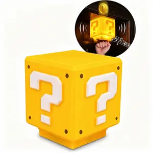 Super Bros Mini Night Light Question Block Toys Night Light for Kids Square Brick USB ith Game Sound Effects Lamp for Desktop as Gifts for Kids Lamps for Bedrooms Boys