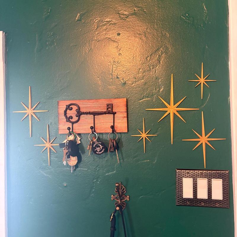 Mini Elongated Mid Century Modern Starburst Wall Decor Set of 6, Indoor Atomic Art Retro Home Decor, Wooden Decor, Walls Art, Wall Decor, Home Decor