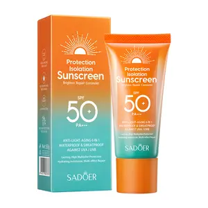 SADOER SPF 50+ Sunscreen for Face & Body – 6-in-1 Broad Spectrum UVA/UVB Protection, Lightweight Non-Greasy, Waterproof & Sweatproof, No White Cast, Brightening Repair Concealer