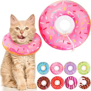 Soft Adjustable Cat Recovery Cone Collar, Anti-Lick Donut E-Collar for Post-Surgery Wound Healing, Cute Elizabethan Collar for Small Kittens Pink