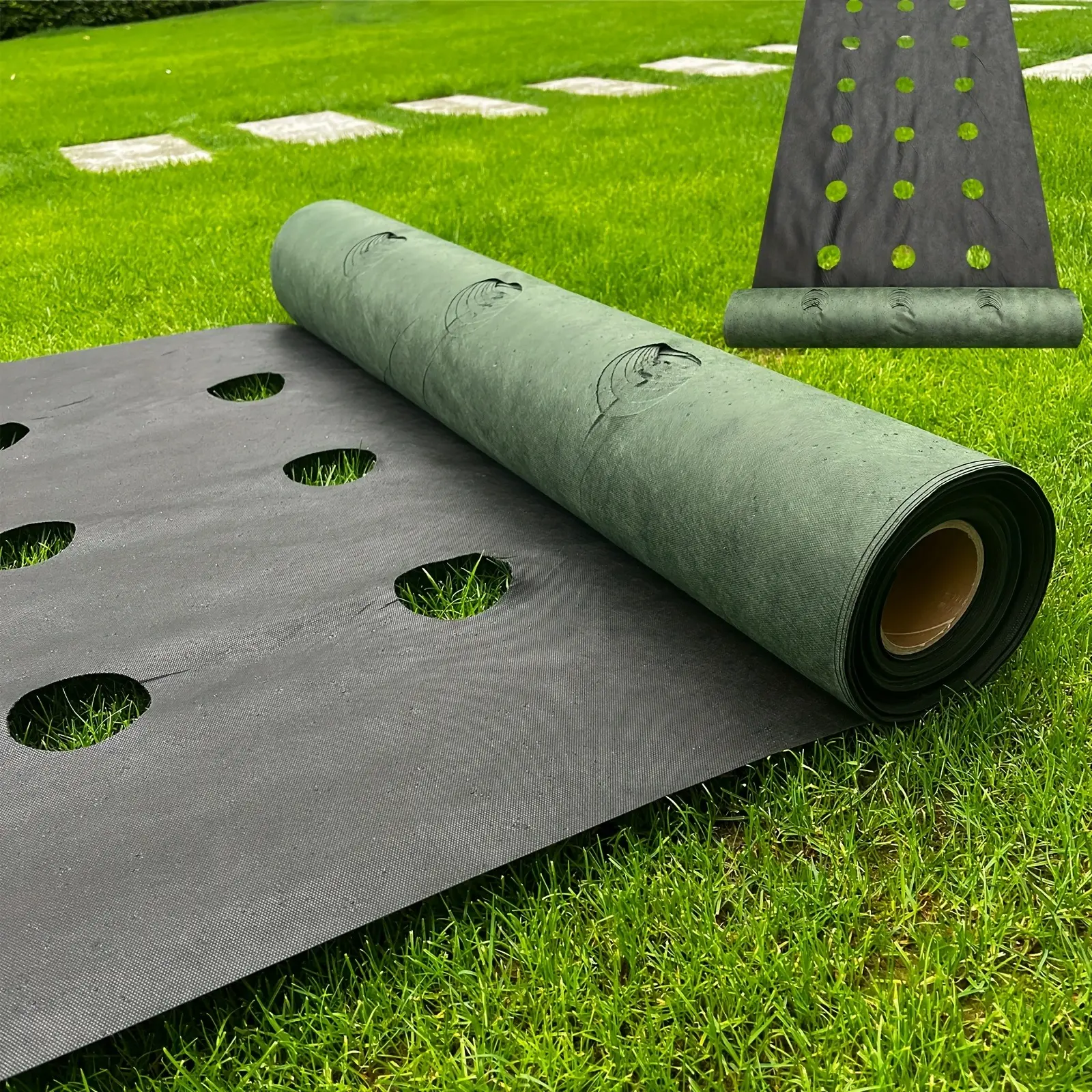 Perforated Landscape Fabric, double-layer thickened and durable weed control barrier, Ideal for vegetable planting in gardens and farms, as well as landscaping and beautification projects in yards, parks, and outdoor spaces.