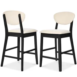 Best Choice Products Set of 2 Counter-Height Bar Stools, Armless W/Upholstered Seat Cushion & Backrest