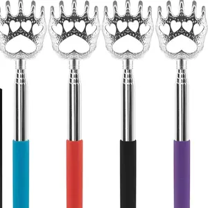 4-Pack Portable Extendable Telescopic Bear Claws Metal Back Scratchers Hand Massager Backslap with Rubber Handles
