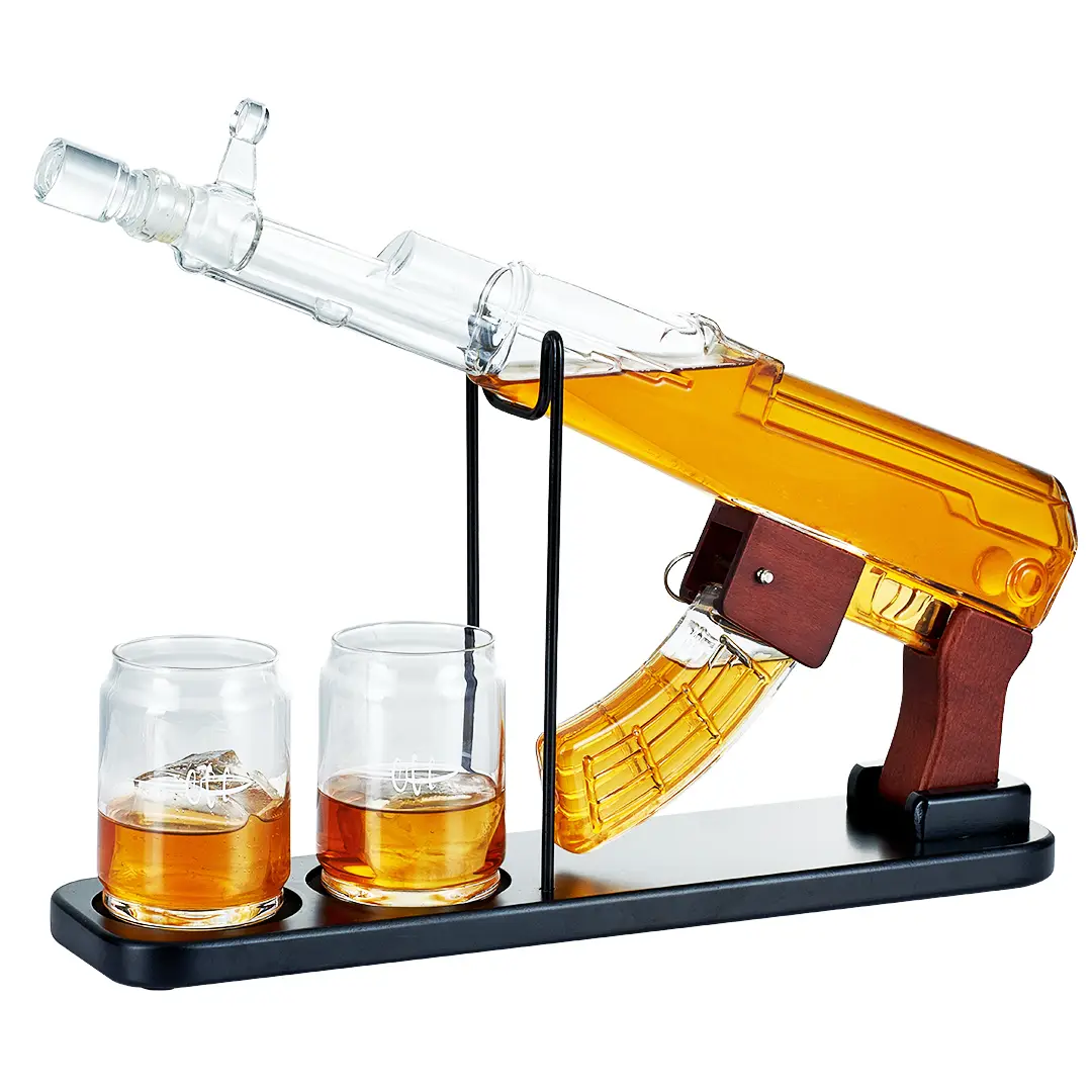 Birthday Gifts for Men Dad, Kollea Whiskey Decanter Sets for Men - Gun Decanter, Detachable Magazine & 2 Bullet Shot Glasses, Liquor Dispenser for Bar