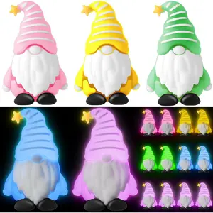 Gnome Figurine New Christmas Decoration Mini Dwarf 3D Figurine with Colorful LED Lights for Festive Home Decor in Pink Yellow Green Blue Purple