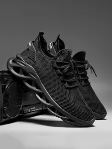 Men's Casual Sporty Knit Sneakers Breathable Outdoor Lightweight Comfortable Versatile Running Shoes, Jogging Shoes, All Seasons Textile Upper Md Sole Athletic Running Shoes, Knitted Running Shoes, Casual Running Footwear