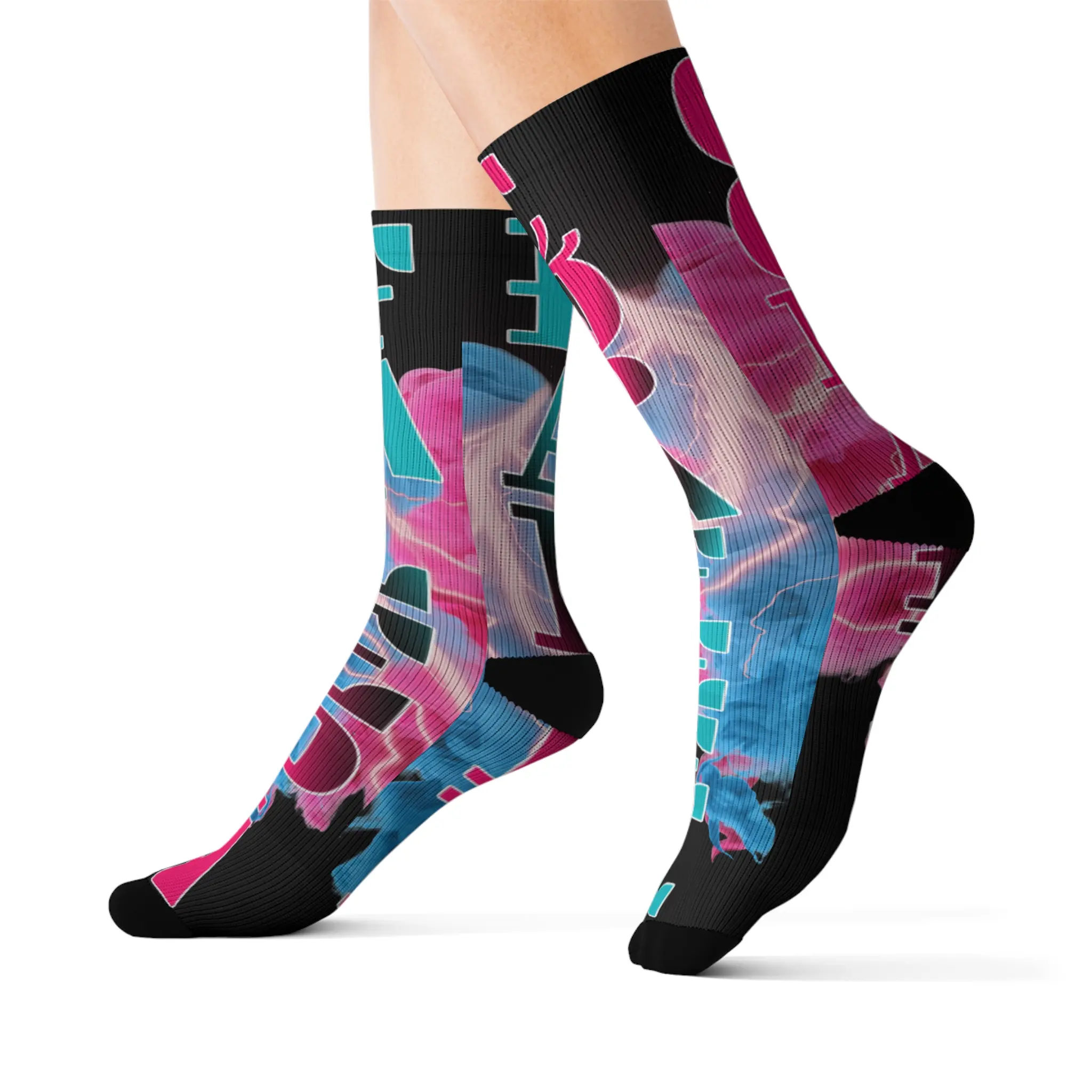 Vibrant Personlized Name Socks, Fun Colorful Socks for Gifts, Graphic Crew Socks, Unique Fashion Accessories, Everyday Wear