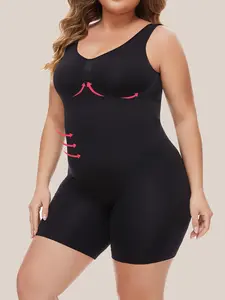【Plus Size】 Solid Color Seamless Shapewear Bodysuit, Tummy Control Butt Lifting Shaper, Women's Shapewear for Daily Wear, Compression, Tummy Control Clothing