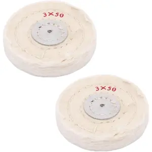 White Soft Cotton Polishing Buff Wheel Bench Grinder with Arbor Hole 3 Inch 50 Ply