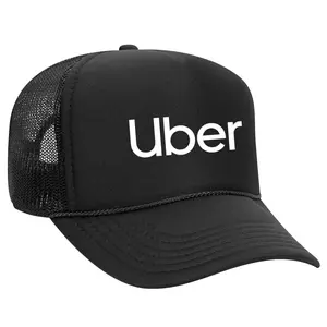 Black Threadz Modern Black Trucker Hat with Uber Logo - Premium Mesh Back Cap, Casual, Adjustable Size, Unisex Fit for Rideshare Enthusiasts
