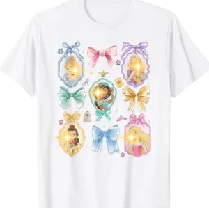 Princess Tees and Bows Watercolor Portraits Collage T-Shirt Gift for Youth Girld trip 2026 Magic Kingdom Shirt, Graphic shirt, Gift Birthday