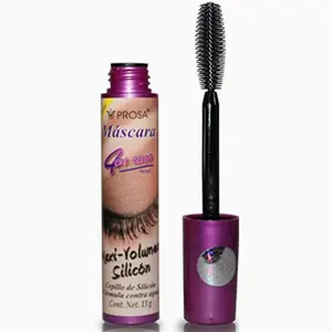 Prosa Maxi-Volume 4 en 1 Eyelash Mascara with Silicone Brush 13g Water-Resistant Aloe Vera & Jojoba Oils Mexican Makeup (FUCHSIA CAP)