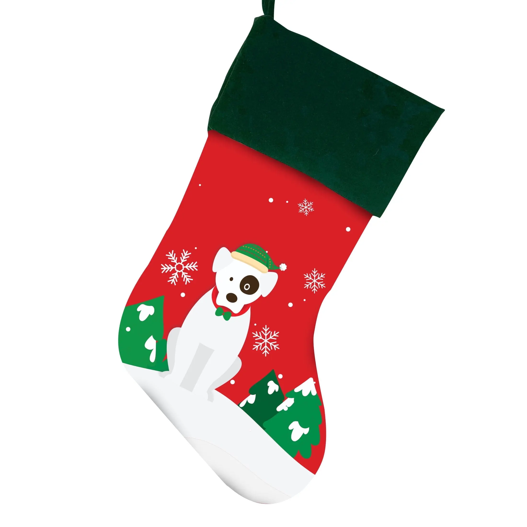American Bulldog Christmas Stocking For Dog, Measures 19", Red Pet Stocking