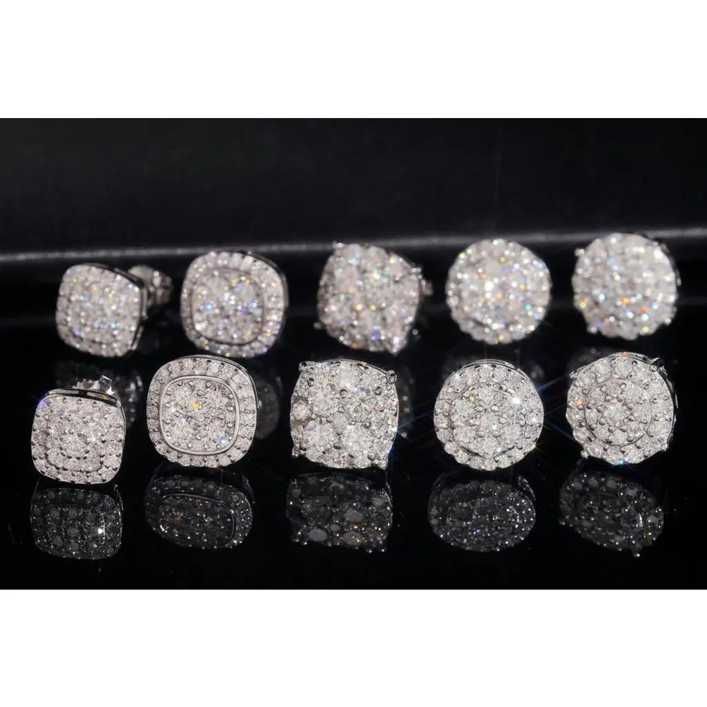 925 Silver Moissanite Stud Earrings D/VVS1 Iced Out Passes Tester Dallas Jewelers
