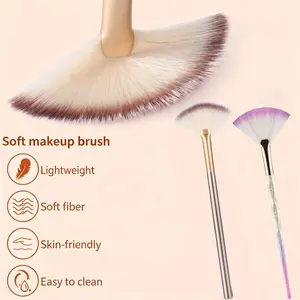 Fan Makeup Brush | Multi-Use Highlighter, Blush & Contour Brush | Soft Bristles for Face Powder, Bronzer & Excess Powder Sweep