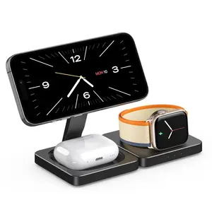 3 in 1 Wireless Charger, Portable Foldable Wireless Charging Stand, Multifunctional Wireless Charger for iPhone iWatch AirPods, Smart Charging Dock, Folding Wireless Charger