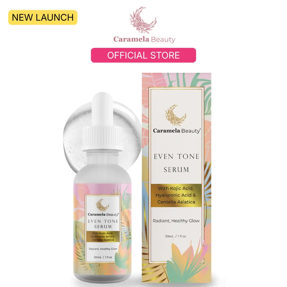 CARAMELA BEAUTY Even Tone Hydrating Serum - Botanical Skin Repair Remedy for Dark Spots with Kojic & Glycolic Acid, Reduces Redness, 1 fl oz / 30mL, Kojic Acid