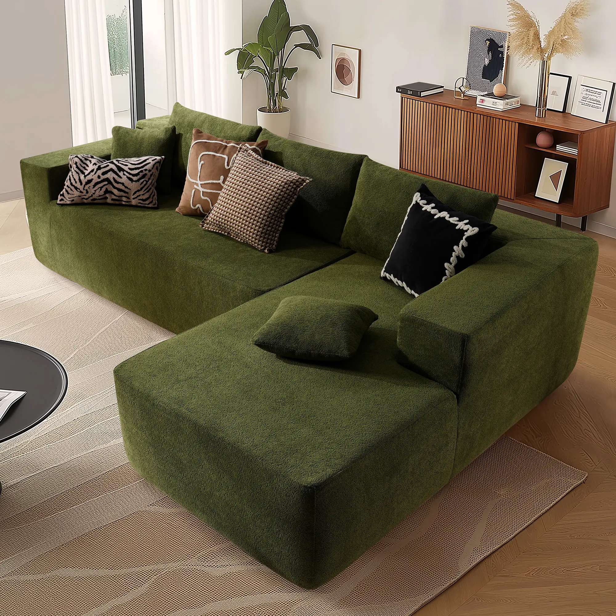 Green Cloud Velvet Right Chaise